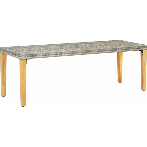 Banc de Jardin Extérieur 80 cm en Résine Tressée et Pieds en Bois d'Acacia Massif Gris - PANGIVO (1/5)