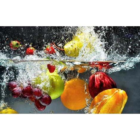 Tableau cocktail de fruits h2o 80x50cm – Impression UVgel haute définition – Toile intissé coton/polyester – Résistant aux UV – Hxadeco (1/5)