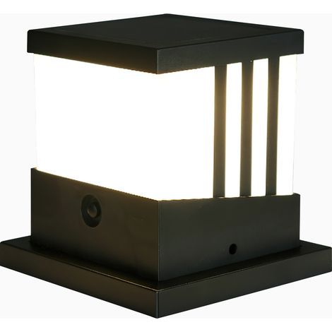 Schwarze Solarsäule mit drei Farbtemperaturen, wasserdicht, 4/5 Zoll, für den Außenbereich, als Wandleuchte für Villen oder Innenhöfe. (1/5)