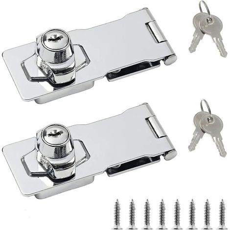 4 cadenas en acier inoxydable - Conviennent aux portes, abris de jardin et armoires (2 emballés individuellement (argent)) (1/5)