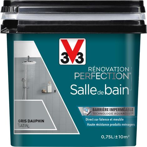 Peinture salle de bain Rénovation perfection® V33 Gris dauphin satin 0,75L