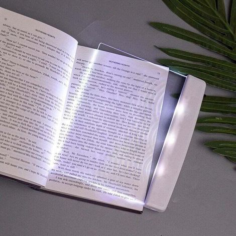 Lampe de lecture LED transparente, idéale pour lire au lit le soir, panneau d'éclairage pleine page, lampe sans fil (blanche).