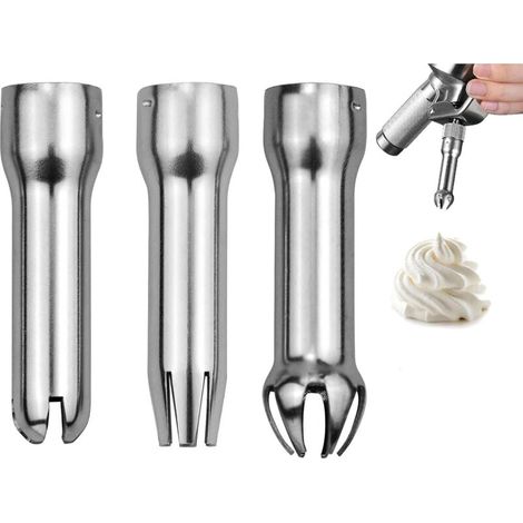 CCYKXA  The 3 stainless steel tips can be used to make cream, ice cream, cake decorations, desserts, whipped cream, sauces, mousse, ganache, etc. (1/5)