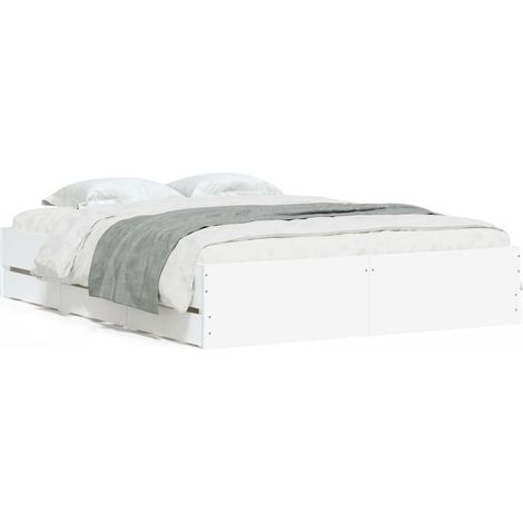 Maison Exclusive - Bettgestell mit Schubladen Weiß 140x190 cm Hol