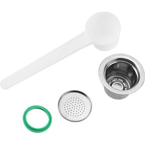 Jeffergarden Capsule de café réutilisable rechargeable en acier inoxydable compatible avec la machine à café nespresso (1/4)