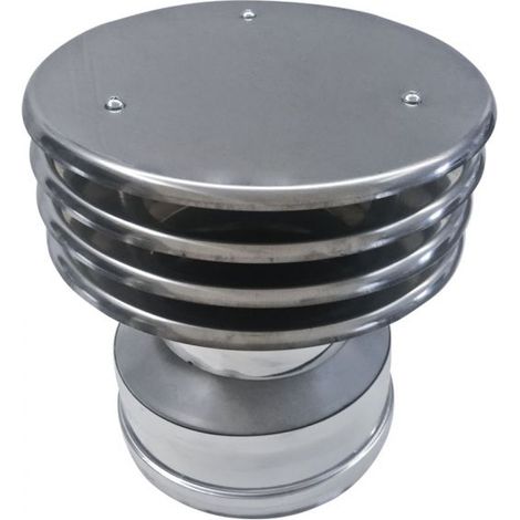 Tubo de humos de pared doble aislado de acero inoxidable con terminal de sombrero lamelar DN 250/300