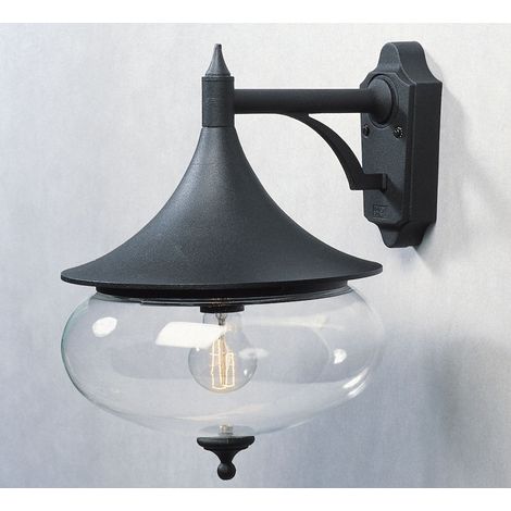 Dekorative Außenwandleuchte LIBRA, Alu schwarz / Glas klar, Beleuchtung Haus (1/4)
