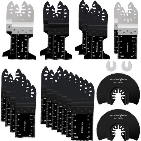 22-piece oscillating blade set with 2 C-clamp joints, universal oscillating set for woodworking