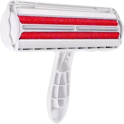Hair removal brush, two-way, ABS, for cleaning dog, cat or other pet hair, red (1/5)