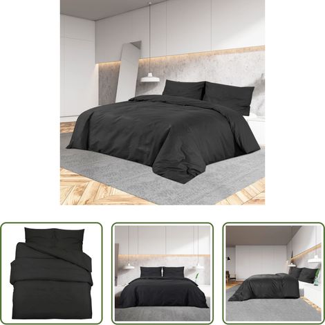 Housse de couette microfibre - Ensemble de housse de couette Noir 220x240 cm Microfibre légère (1/5)