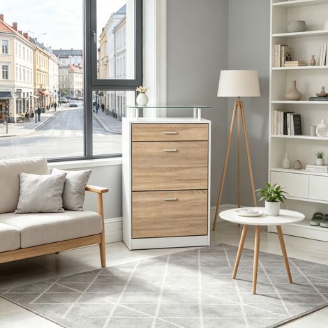 Armoire à chaussures design moderne, meuble de rangement pour dressing et entrée, étagère à souliers contemporaine, mobilier de stockage élégant (1/5)