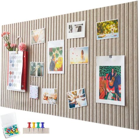 Grand tableau d'affichage autocollant en feutre - 60 x 40 cm - Décoration murale pour bureau, cuisine - Camel (1/4)