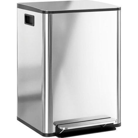 Tri Facile et Anti-Odeurs Poubelle de Cuisine 2 Bacs 20L Acier Inoxydable avec Pédale et Fermeture Silencieuse (1/5)