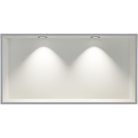 Wandnische Edelstahl Bernstein NT306010X mit LED-Spot 30x60x10 cm Weiß 2x Spot Einbaurahmen Schwarz matt