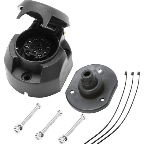 12V fiche Prise remorque 13 Broches, Prise Attelage 13 Broches Femelle Étanche Connecteur, Montage Boulon Écrou Support de Prise CaoutchoucÉtanche Joint pour RV Caravane Camion Van (1/5)