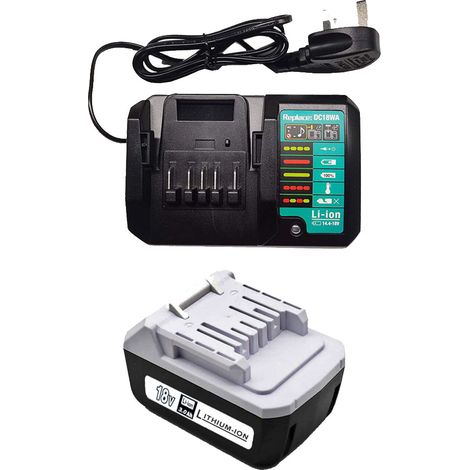 (2 Pack) 1X Batterie & 1X Chargeur Pour Makita BL1813G 18V 3,0Ah BL1815G BL1820G BL1840G HP457D DF457D DK18041 DK18015 Chargeur DC18WA (14.4V &18V ) (1/4)