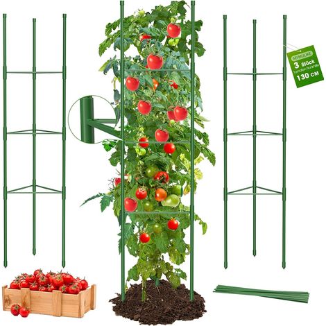 6 pcs - Tuteur Tomate - Cage à Tomates - Support Plantes Grimpantes pour Légumes et Fleurs Résistant à la Rouille Jardin Balcon Vert 130 cm (1/5)