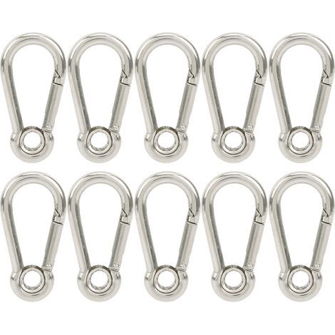 10 pièces mousqueton à ressort mousqueton boucle en acier inoxydable pour Camping escalade crochet M5 (1/5)