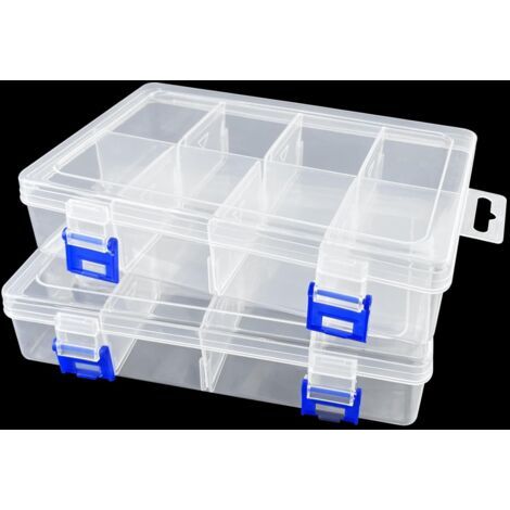 BUNTHAUS 2 Grande boîtes de rangement 8 compartiments réglables, Boîte de Rangement Compartimentée Transparente pour Perles en Plastique, Idéale pour Bijoux et Organisateur de Bead (1/5)