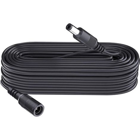 Câble d'alimentation CC 10 m, prise 5,5 mm x 2,1 mm mâle/femelle, DC 5-24 V pour caméras de sécurité, DVR, routeur, imprimante, bande LED, noir (1/5)