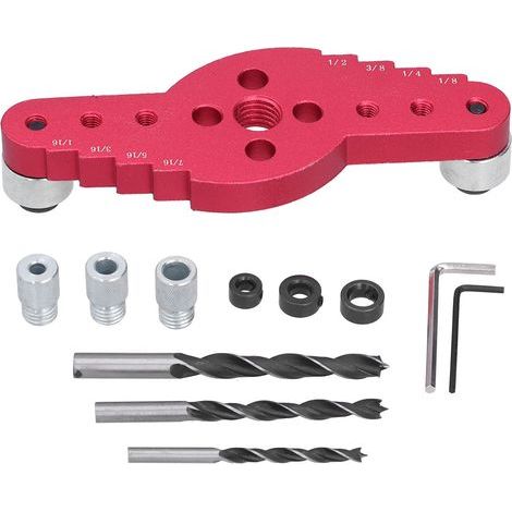 Kit de guidage de perçage pour chevilles, embouts de perçage, localisateur de perçage, gabarit, outils de traçage pour le travail du bois, 12 pièces (1/5)