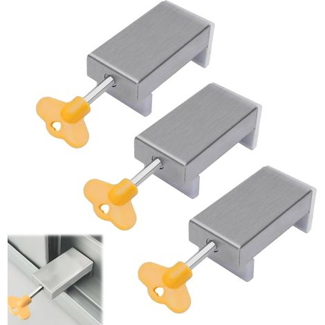 Verrou Baie Vitrée Coulissante, 3 Pièces Verrou Bloc Porte Coulissante D'aluminium Sécurité Réglable Anti vol, Bloque Fenetre pour La Sécurité Des Enfants de Fenêtre Fiable et Pratique (1/5)