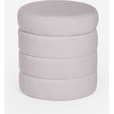 Pouf bouclé contenitore di design a cilindro per soggiorno  Mugi - Grigio