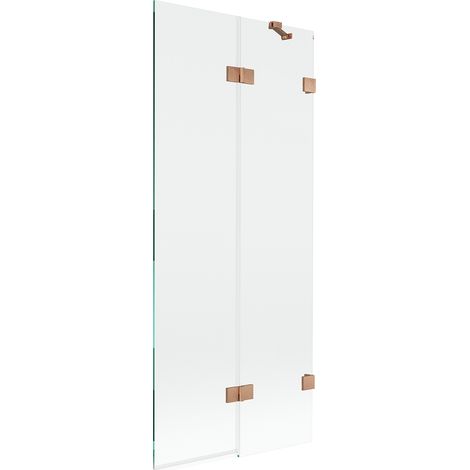 Mexen Lunar mampara de ducha de 2 paneles derecho 80 x 150 cm, transparente, cobre cepillado - 897-080-100-65-00-P (1/5)