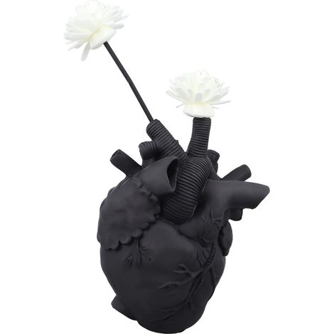 Vase cœur anatomique créatif en résine, sculpture artistique forme cœur, vase à fleurs noir, décoration de salon pour maison et bureau (1/5)