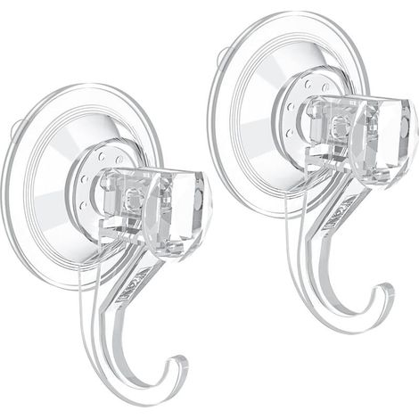 Petits crochets de douche à ventouse, robustes et durables, détachables et réutilisables, transparents, lot de 2. (1/4)