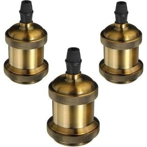 3 Pack Douille Vintage E27 en Cuivre Céramique - Lustre Rétro Sans Fil (1/4)