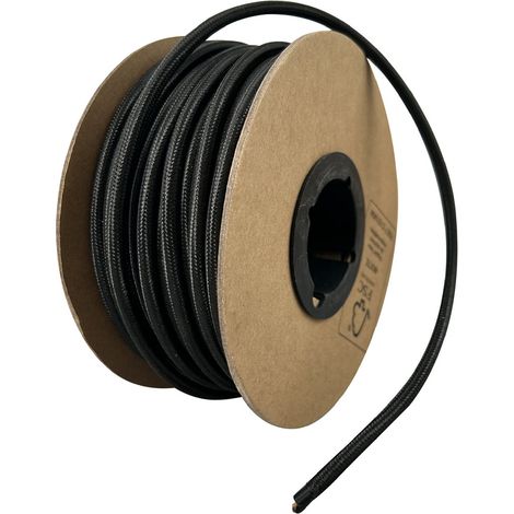 Bobine câble électrique tissu noir, longueur 25m, diamètre 6.2mm, câble 2X0.75MM2 - Tibelec (1/5)