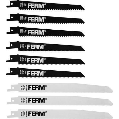 Lame de scie sabre 9 pcs RSA1001 – Pour bois dur et teck – Coupe nette sans éclat – Compatible avec scies alternatives FERM (1/6)