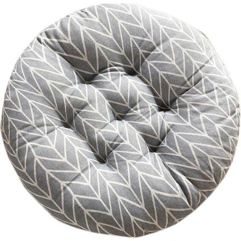 Coussin rond épais pour chaise de salle à manger, canapé, dossier de chaise, tabouret, tatami. Matières : coton et lin - Gris, Lin et coton, gris, 40 x 40 cm