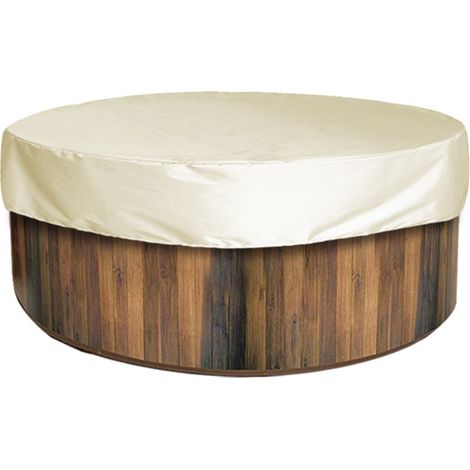 Runde Whirlpool-Schutzabdeckung mit verstellbarem Kordelzug, wasserdicht, für Maße 78,7 x 11,8 Zoll - Beige - Silberbeschichtung (1/5)