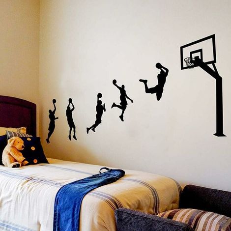 Wall sticker, basketball throw wall sticker as wall decoration for bedroom living room kid room, art diy decoration mural wall stickers, 123 × 203cm