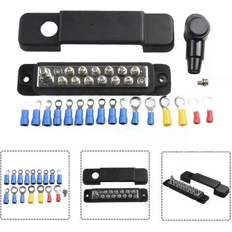 12-Punkt-Sammelschienenverteilerblock 180 A 12 V DC Schwarz/Rot Batteriestromverteilerblock Zuverlässiges Energiemanagement Sicherungen-JXLGV (1/5)