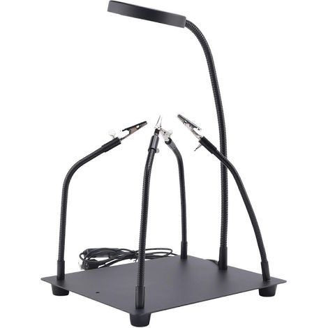 Poste de soudage avec support de circuit imprimé et bras flexible à 4 bras, équipé de 3 lampes loupe LED, pour la réparation de bijoux et autres appareils électroniques. (1/5)