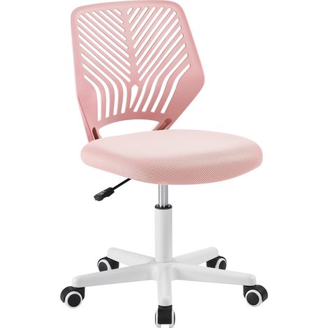 Yaheetech Chaise de Bureau, Chaise d'Ordinateur, Fauteuil Bureau Ergonomique, Pivotant, Fonction Réglage, Style Moderne, Charge de 136kg Rose (1/5)