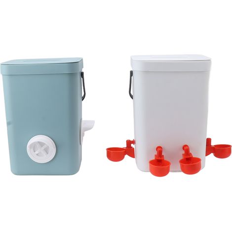 Automatischer Wasserspender für Hühner, Geflügelzucht, Tränke- und Futterbehälter-Set (1/5)