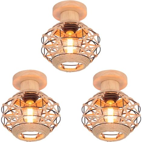 Plafonnier - - Vintage - Métal + Corde de chanvre - E27 - Max 60W (1/5)