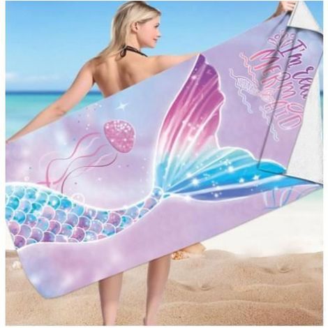 Serviette de plage - - 75x150cm - Microfibre épaisse - Lavable - Double velours (1/4)