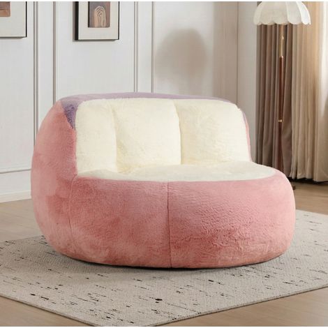 Poltrona pouf oversize multicolore in faux fur con imbottitura in schiuma sminuzzata (1/5)