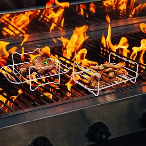 Convient pour le Ningja Foodi DZ201/401 et autres grilles de four à double casserole, grilles rectangulaires en acier inoxydable, grilles à vapeur et accessoires de friteuse à air. (1/5)