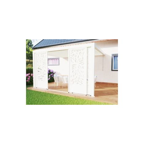 Paroi Coulissante Façade Tôle Aluminium 4m13 Blanc Pour Pergola Bioclimatique S et SV ORIAL France (1/5)