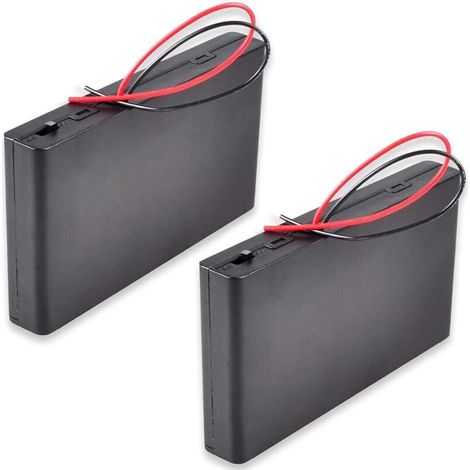 2 Pièces 12V 8xAA Support de Batterie Boîte de Rangement de Batterie en Plastique avec Couvercle de Boîtier Interrupteur Marche/Arrêt avec Fils Conducteurs (1/4)