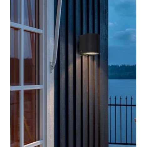 Applique da parete cilindro attacco GU10 design moderno per esterno giardino impermeabile IP65 bianco grigio nero Nero