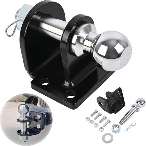 Attelage de remorque avec tête sphérique de 50 mm, force de traction 3,5t, fixation à vis à 4 trous, sans vis, convient à tous les modèles de véhicules (1/5)