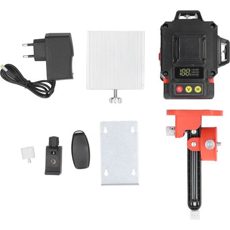 Niveau laser 4D 16 lignes vert haute précision, traçage automatique mural et sol, pose de carrelage, instrument de montage avec écran numérique, 110-240V, télécommande incluse, batterie intégrée, oran (1/5)