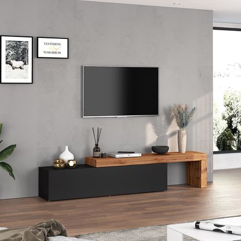 Meuble TV extensible 190/350 cm anthracite mat/chêne wotan Neros (1/5)